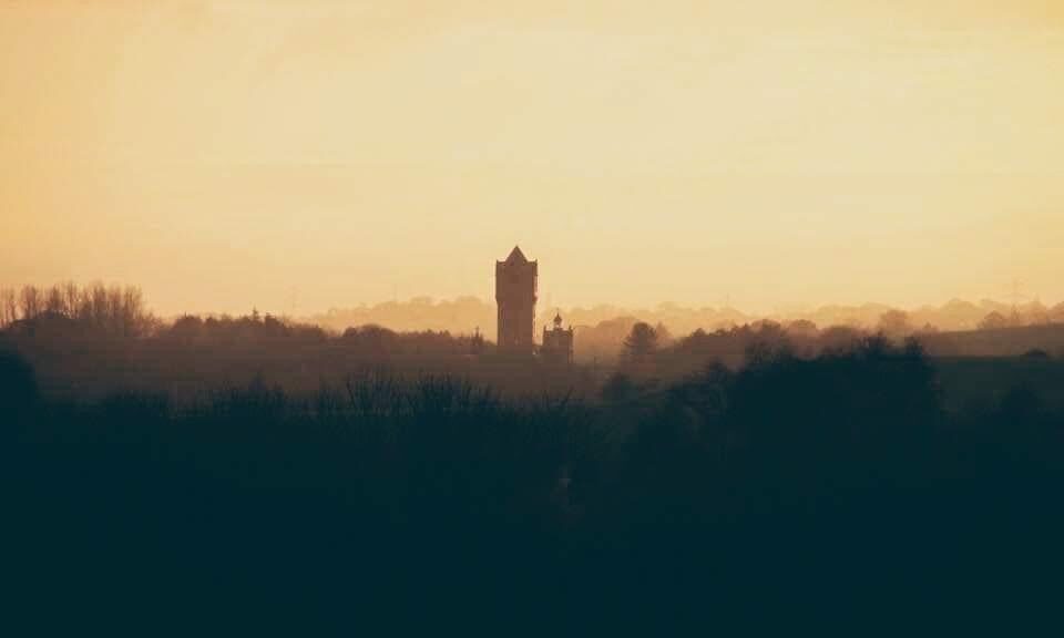 St Edwards Estate and water tower in the morning mist
