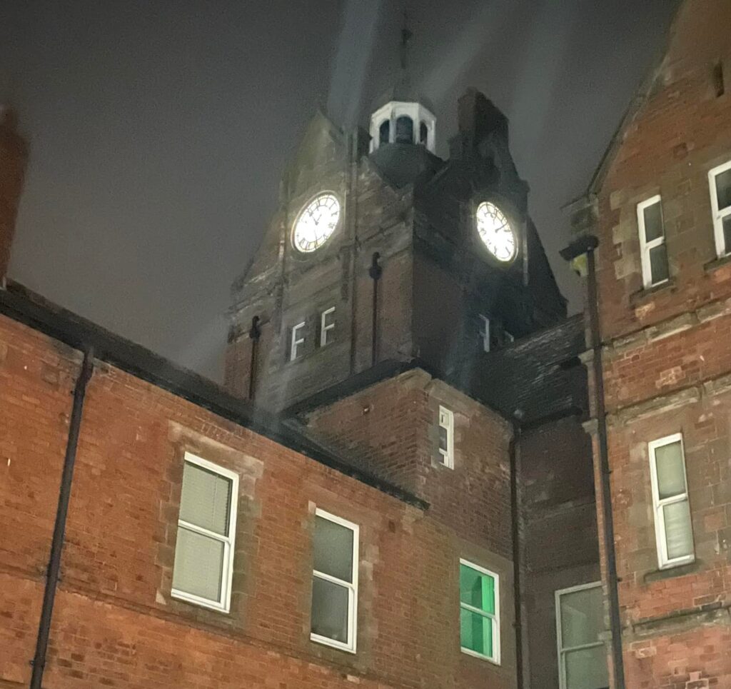Clock Tower Repairs Outside, V Salt